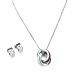 Double Ring Pendant Set - Silver